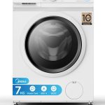 Midea MF10EW70B Waschmaschine / 7Kg / 1400 U/Min/Eek A/Inverter Quattro Motor/Dampffunktion/Grosse Trommel/Nachlegefunktion/Kindersicherung/Aquastop, Weiß