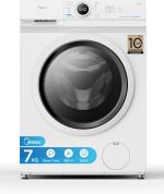 Midea MF10EW70B Waschmaschine / 7Kg / 1400 U/Min/Eek A/Inverter Quattro Motor/Dampffunktion/Grosse Trommel/Nachlegefunktion/Kindersicherung/Aquastop, Weiß