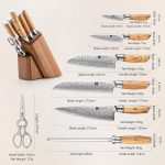XINZUO 8-Teilig Messerblock Sets-73 Schichten Damastpulverstahl Profi Küche Kochmesser Set -Olivenholz Griff -Mit Akazienholz Messerblock, Multifunktions Küchenschere Und Diamant Wetzstahl