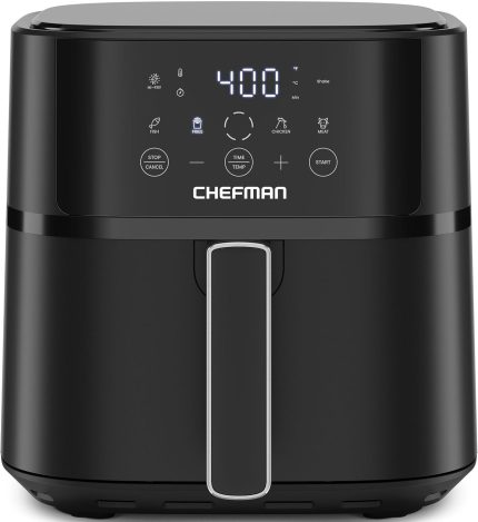 Chefman Digitale Luftfritteuse Mit 5,7 L Fassungsvermögen | Turbofry | Digitale Steuerung Mit Einer Berührung