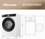 Hisense WF3S9043BW3 Waschmachine Mit Dampffunkunktion, 9 Kg, 1400 U,Min, Wifi, Connectlife, Power Jetwash, Anti-Allergie Programm, Aqua Stop, Auto Wash, Quick Wash, EEK A-30 Prozent