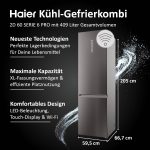 Haier Kühl Gefrierkombination 2D 60 SERIE 5 PRO HDPW5620ANPD I 2,05 M, No Frost I Energieeffizienzklasse a I Kühlschrank Mit Gefrierfach Freistehend, Fassungsvermögen 409L I Wi-Fi, Smarte Kühlfächer