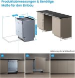 Midea SV 5.14K14C Geschirrspüler Vollintegriert 60Cm, 14 Maßgedecke, Spülmaschine Unterbaufähig Mit WIFI, 8 Programme, 44 Db, Automatische Türöffnung, 0-24H Startverzögerung, Silber
