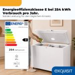 Exquisit GT5400-HE-041E Gefriertruhe - 371 L Truhe Mit Schnellgefrieren | Großer Gefrierschrank in Weiß - 36 Std. Lagerzeit Bei Störung - Digitale Steuerung - Leise 39 Db - Inklusive Rollen