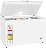 Exquisit GT5400-HE-041E Gefriertruhe - 371 L Truhe Mit Schnellgefrieren | Großer Gefrierschrank in Weiß - 36 Std. Lagerzeit Bei Störung - Digitale Steuerung - Leise 39 Db - Inklusive Rollen
