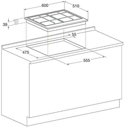 Hotpoint-Ariston Gasherd, Edelstahl, 600 X 510 X 39 Cm