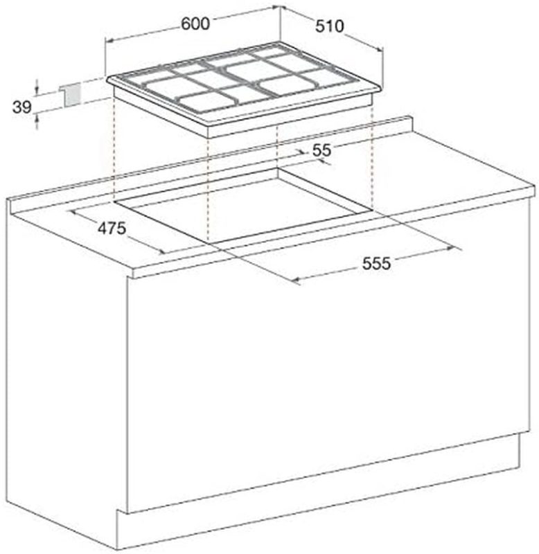 Hotpoint-Ariston Gasherd, Edelstahl, 600 X 510 X 39 Cm