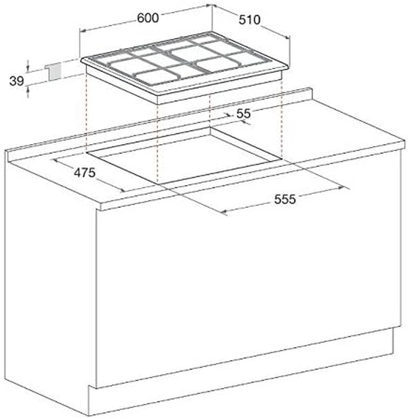 Hotpoint-Ariston Gasherd, Edelstahl, 600 X 510 X 39 Cm