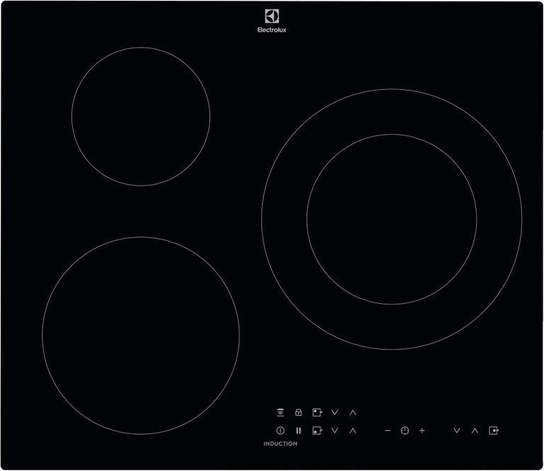 Electrolux LIT60336 Induktionskochfeld, Abgeschrägt, Extra Flach, 3 Zonen, Brückenfunktion, Automatische Schnellheizung, Anschluss Mit Kompatibler Dunstabzugshaube, Timer, Touch-Steuerung, Schwarz, 60