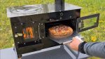 ECOfoxx „Rosalie“ Outdoor-Küchenherd – Mobiler Holzofen für Garten & Camping – Mit Backfach & Kochplatte – Kompakt & Transportabel – Robustes Emaille-Design