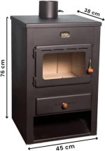 Prity K1 Kaminofen – 9,5 kW – Kompakter, freistehender Holzofen – Mit Gussplatte & Holzfach – Graphitschwarz – Effiziente Heizlösung - Image 2