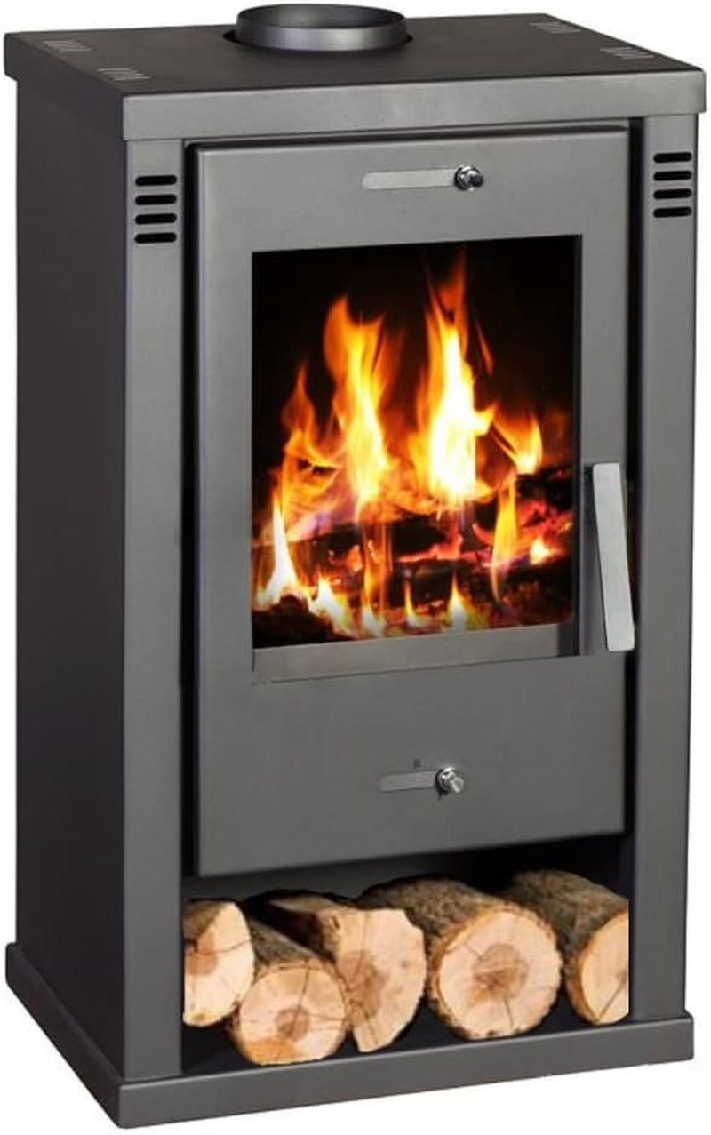 077f7fafc17f6bf838cb172bf279b889.jpg Balkan Energy Talon Kaminofen – 7 kW – Moderner Konvektionsofen – Graphitgrau – Mit Holzfach – Energieeffizienzklasse A – Ecodesign-konform - Image 1