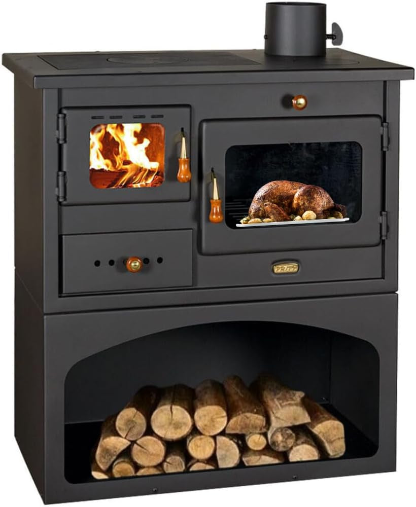 099b5802afb506da62cbf52fd3609a82.jpg Prity 1P34 Küchenherd – 10,1 kW – Multifunktionaler Holzofen mit Backfach & Kochplatte – Energieeffizienzklasse A – Robuste Stahl-Konstruktion – Effizient & kompakt - Image 1
