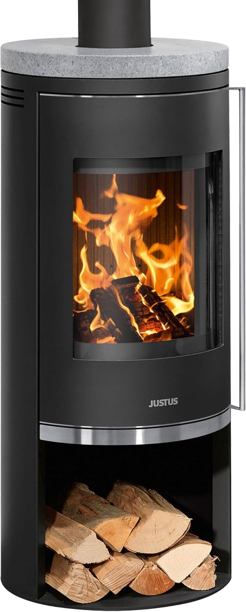 0d18a395fcd93ad13f58f5957183ac9c.jpg Justus Faro 2.0 Holz- & Kohleofen – 6 kW, Speckstein-Abdeckplatte, Modernes, freistehendes Design - Image 1