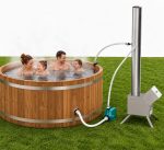 ECOPOOLTECH Pellet-Poolheizer – Effizientes, holzbefeuertes Outdoor-Heizsystem – Mit korrosionsbeständiger Titan-Heizspirale – Ideal für Hot Tubs, Whirlpools & kleine Pools – Inklusive Umwälzpumpe