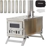 XCMAN Camping-Holzofen – Kompakter Edelstahl-Zeltofen für Backpacker – Faltbar & Transportabel – Inklusive 7-teiligem Schornstein & Seitenablagen – Ideal für Wintercamping, Eisfischen & Outdoor-Abenteuer