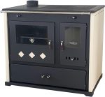 Prometey Practik Lux Holzofen – 9,5 kW – Mit Backofen (links) & Kochfeld – Beige – Autarke Heiz- & Kochlösung für Haus & Ferienhaus - Image 2