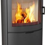 Kratki AB 2 (KOZA/AB/S/2) Kaminofen – 10 kW – Modernes ovales Design – Schwarz – Mit TERMOTEC-Speicher – Externe Luftzufuhr – Hocheffizient
