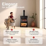 KAMINIO Henri Elektrokamin mit Kaminrohr – 1800W – 3D-Flammeneffekt & Fernbedienung – Stilvolle Heizlösung für Wohn- & Schlafzimmer – In Schwarz & Weiß erhältlich - Image 2