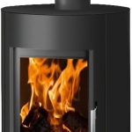 Justus Austin 7 Kaminofen – 7 kW – Moderner Stahl-Kamin – Mit Holzfach & Tür – Energieeffiziente Verbrennung – Für Holz & Braunkohle – Dauerbrand-fähig