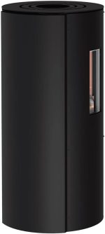 Thermia Hiron Trio Kaminofen – 6 kW – Moderner, runder Kamin mit 3 Sichtscheiben – Integriertes Holzfach – Schwarz – Kompakte Heizlösung - Image 2