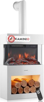 KAMINIO Henri Elektrokamin mit Kaminrohr – 1800W – 3D-Flammeneffekt & Fernbedienung – Stilvolle Heizlösung für Wohn- & Schlafzimmer – In Schwarz & Weiß erhältlich - Image 7