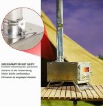 XCMAN Camping-Holzofen – Kompakter Edelstahl-Zeltofen für Backpacker – Faltbar & Transportabel – Inklusive 7-teiligem Schornstein & Seitenablagen – Ideal für Wintercamping, Eisfischen & Outdoor-Abenteuer - Image 4