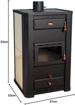 Prity S3 W21 Wasserführender Kaminofen – 21,5 kW – Zentralheizungs-Anschluss mit integriertem 29-Liter-Wassertaschen-Boiler – Effiziente Heizlösung für bis zu 215 m² – Robustes Stahl-Design in Beige/Schwarz - Image 10
