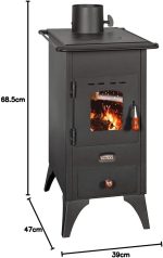 OtoSystem Mini SP Kaminofen – 5,2 kW – Kompakter, freistehender Holzofen – Mit Schamott-Auskleidung & Gussrost – Graphitschwarz - Image 10