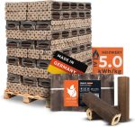 Paligo Heizfuxx Pinikay Wood Briquettes, Hardwood, Octagon, Chimney, Oven, Firewood, Heating Briquettes 10kg x 96 Packages 960kg / 1 palette