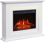 BALDERIA Finn Elektrokamin mit Kaminsims – 2000W – 3D-Flammeneffekt & 13-farbige Ambientebeleuchtung – Inkl. Fernbedienung