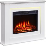 BALDERIA Finn Elektrokamin mit Kaminsims – 2000W – 3D-Flammeneffekt & 13-farbige Ambientebeleuchtung – Inkl. Fernbedienung