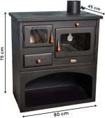 Prity 1P34 Küchenherd – 10,1 kW – Multifunktionaler Holzofen mit Backfach & Kochplatte – Energieeffizienzklasse A – Robuste Stahl-Konstruktion – Effizient & kompakt - Image 7