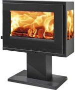 PANADERO Atlantic Trivision Ecodesign Kaminofen – 6,7 kW, Panoramablick, Schwarz