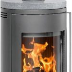 Justus Faro 2.0 Kaminofen – 6 kW – Eleganter Rundofen mit Speckstein-Akzenten – 24h Dauerbetrieb – Integriertes Holzfach – Für Räume bis 124 m³ – Zertifizierte Sicherheit