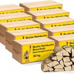 Buchen-Brennholz (300 kg) – Kammergetrocknetes Hartholz – Scheitlänge 25 cm – 10er-Set à 30 kg – Perfekt für Grill, Pizzaofen, Smoker & Kamin
