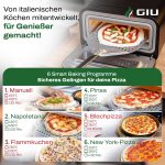 GIU Falò Elektro-Pizzaofen – 450°C Profi-Heißluftofen – „Pizzaiolo Set“ inklusive Zubehör – FusionHeat-Technologie – Neapolitanische Pizza in 2 Minuten – Mit Pyrolyse-Selbstreinigung - Image 5