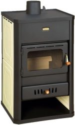 Prity WD W24 D Wasserführender Kaminofen – 24,3 kW – Mit Zentralheizungs-Anschluss – 18,2 kW wasserseitig – Cremeweiße Seitenteile – Großes Sichtfenster - Image 2