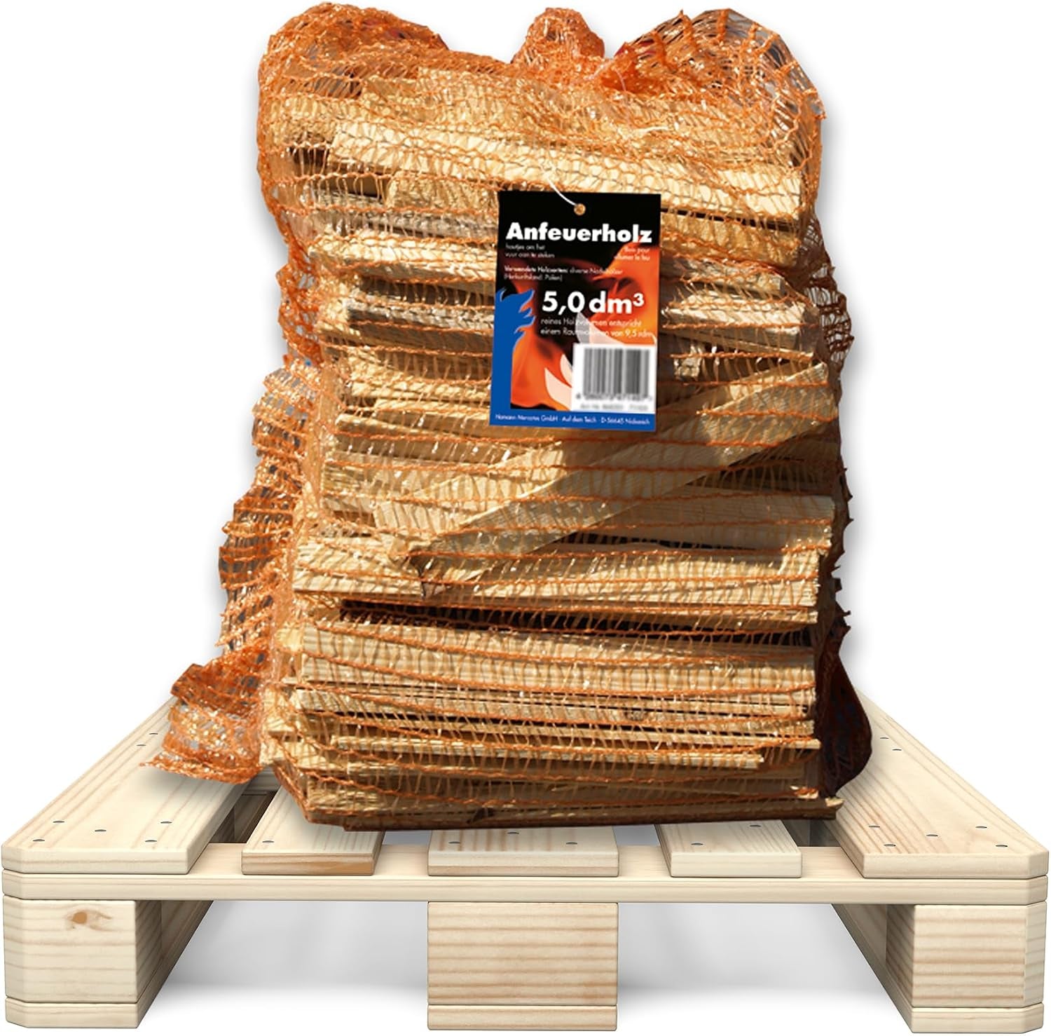b267356c554119bef95be8e29f742ad5.jpg Anzündholz (96 Netze à 3 kg) – Gesamteinheit ca. 290 kg – Buchenholz – Ideales Anzündmaterial für Kamin & Ofen – Ofenfertig - Image 1