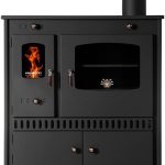 Prometey Perfect Eco Kaminofen – 7 kW – Mit Backfach & Kochfeldern – Energieeffizienzklasse A+ – Autarke Heiz- & Kochlösung – Schwarz – Modernes Design