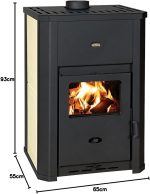 Prity WD W24 D Wasserführender Kaminofen – 24,3 kW – Mit Zentralheizungs-Anschluss – 18,2 kW wasserseitig – Cremeweiße Seitenteile – Großes Sichtfenster - Image 6