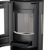 Thermia Hiron Trio Kaminofen – 6 kW – Moderner, runder Kamin mit 3 Sichtscheiben – Integriertes Holzfach – Schwarz – Kompakte Heizlösung - Image 3