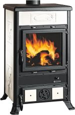 Nordica Rossella R1 freistehender Kaminofen – 11 kW, Weißer Naturstein - Image 2