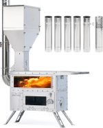 GREEN STOVE Tragbarer Edelstahl-Pellet- & Holzofen für Zelte