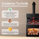 KAMINIO Henri Elektrokamin mit Kaminrohr – 1800W – 3D-Flammeneffekt & Fernbedienung – Stilvolle Heizlösung für Wohn- & Schlafzimmer – In Schwarz & Weiß erhältlich - Image 3