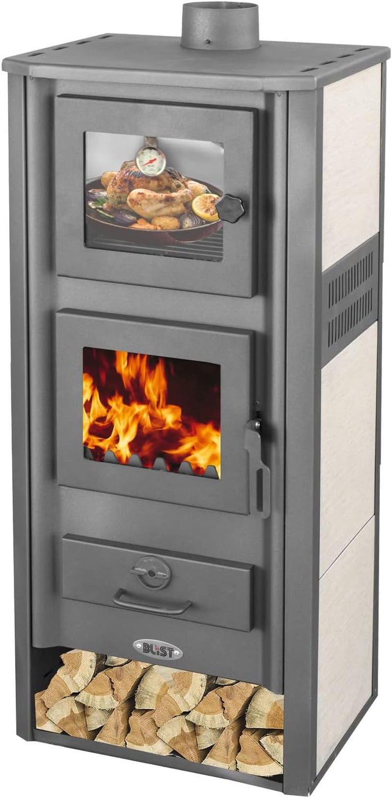 cc159d6cca5e56f859b27b6daafd5e0f.jpg DanDiBo Ambasador Kaminofen – 12,1 kW – Mit Backfach – Freistehender Holzofen für Heizung & Kulinarik – Energieeffizienzklasse A – Zertifizierte Qualität - Image 1