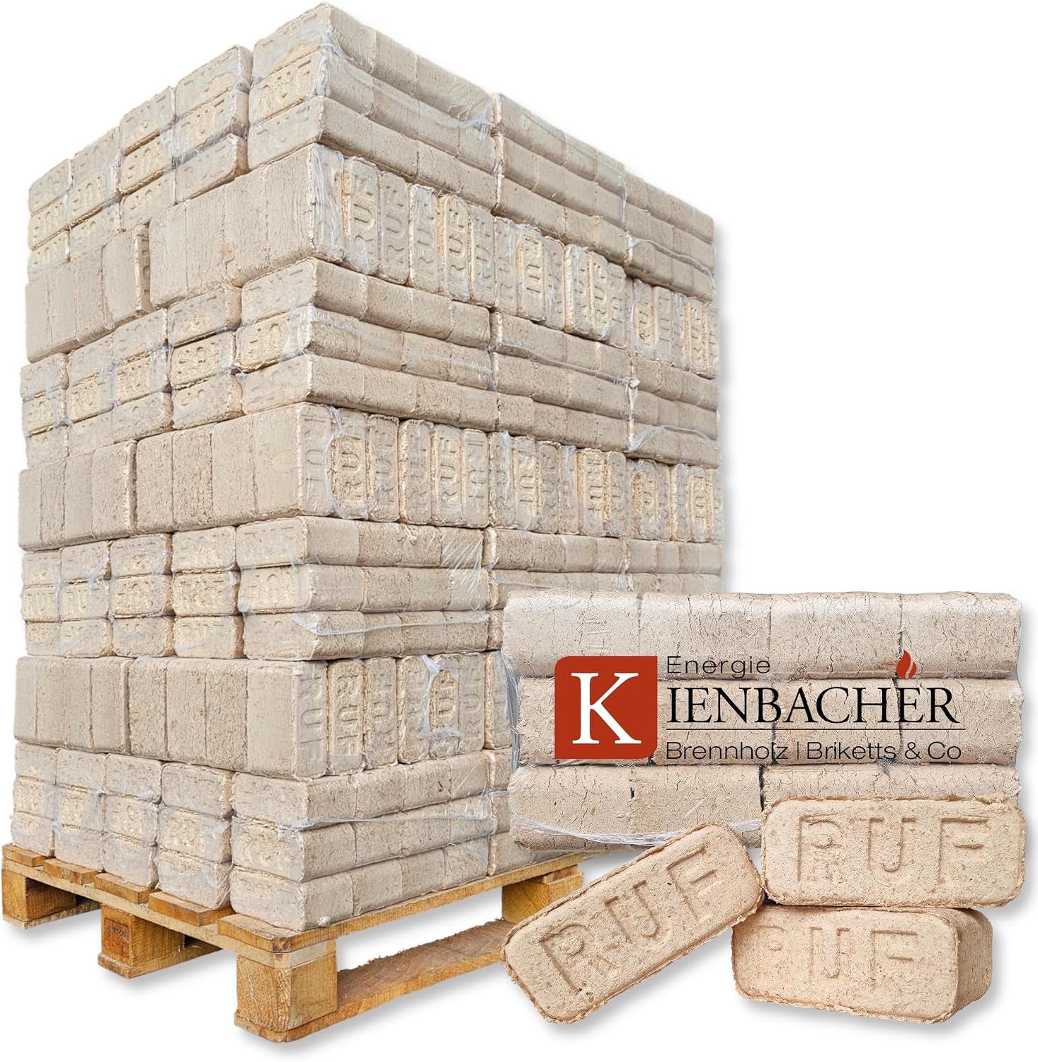 ccb7988af32289cab7c2c4b22f9ab7e0.jpg Energie Kienbacher RUF Premium Hartholz-Briketts – 960 kg Palette (96 x 10 kg Pakete) – FSC-zertifiziertes Buchen- & Eichenholz – Hoher Heizwert & umweltfreundlich - Image 1