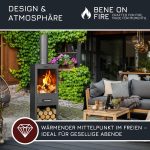 BENE ON FIRE „Delaware“ Outdoor-Kamin – 150 cm Gartenofen – Moderner Terrassenkamin aus pulverbeschichtetem Stahl – Mit integriertem Holzfach – Stilvolles Design für Terrasse & Garten - Image 2