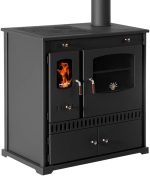 Prometey Perfect Eco Kaminofen – 7 kW – Mit Backfach & Kochfeldern – Energieeffizienzklasse A+ – Autarke Heiz- & Kochlösung – Schwarz – Modernes Design - Image 2
