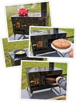 ECOfoxx „Rosalie“ Outdoor-Küchenherd – Mobiler Holzofen für Garten & Camping – Mit Backfach & Kochplatte – Kompakt & Transportabel – Robustes Emaille-Design - Image 2